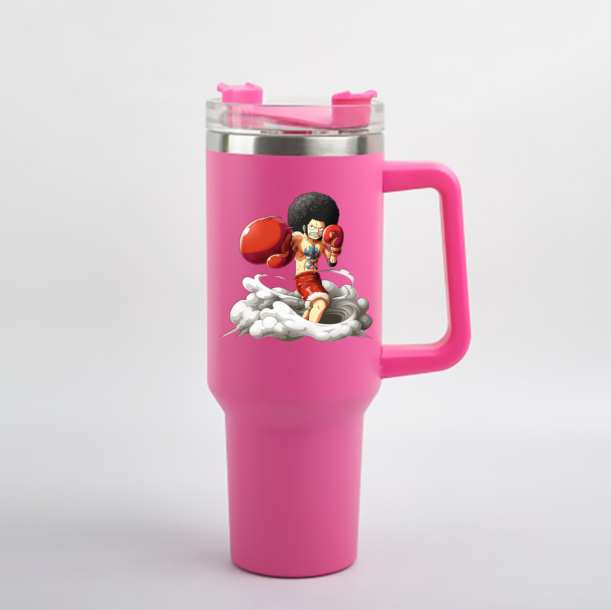 ワンピース モンキー・D・ルフィ ONE PIECE Monkey D. Luffy 1200mL車用タンブラー - クリスタルステッカー（プラスチックストロー付き）
